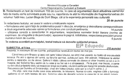 Cerința agramată la proba de Limba Română a Bacalaureatului de toamnă 2025