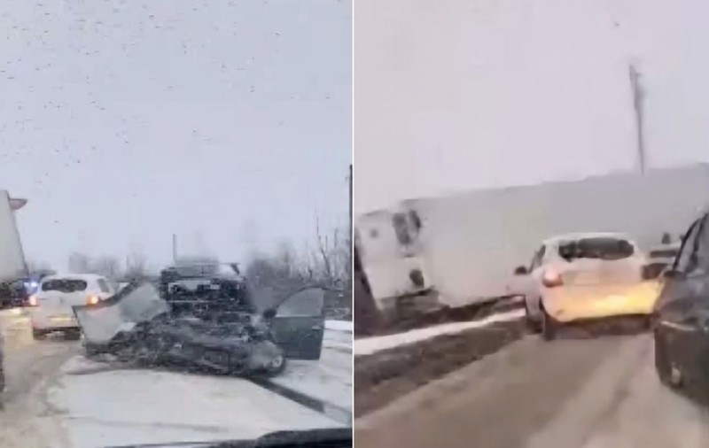 Doi oameni morți într-o mașină spulberată de un TIR, pe Centura București, la Glina