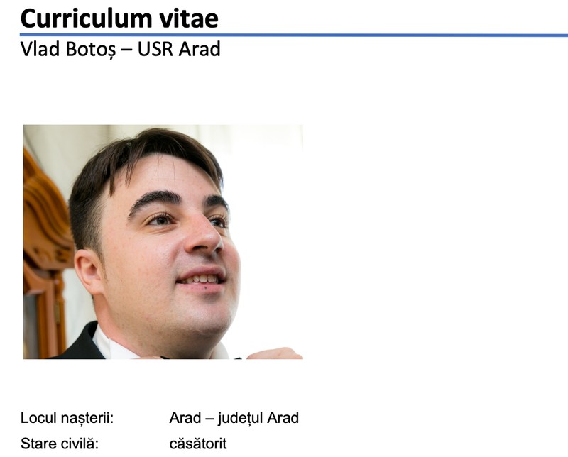 Extras din CV-ul care a circulat în interiorul USR