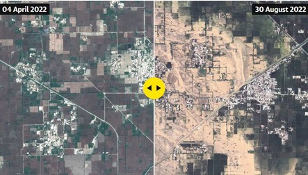 Imagine din satelit: înainte și după inundațiile din Pakistan. Foto EPA/Maxar Technologies&nbsp;