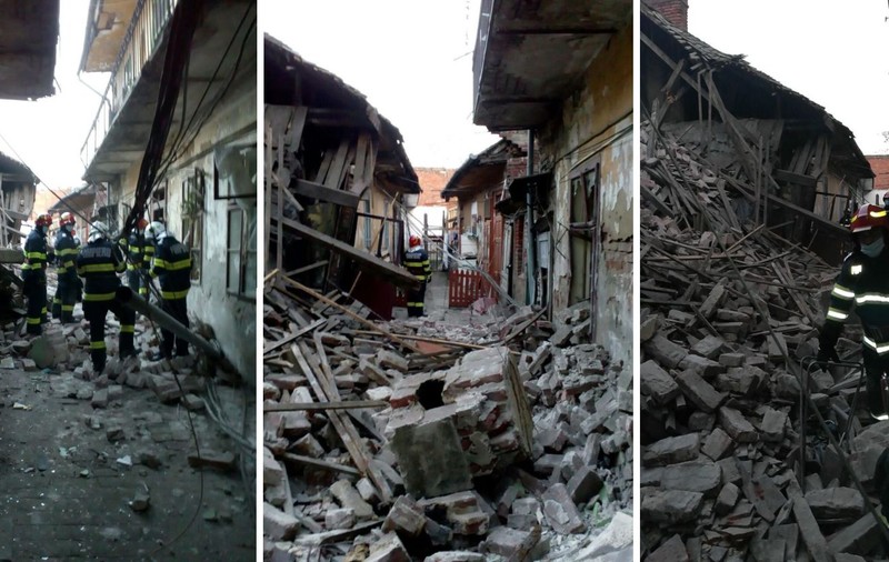 Explozie într-un imobil din Timișoara. Un bărbat a fost scos de sub dărâmături