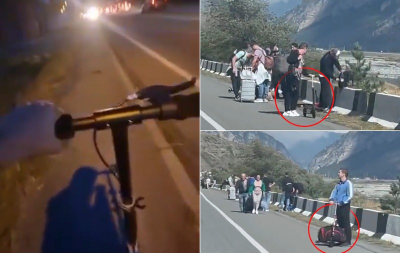 Unii ruși fug de mobilizare cu trotineta. De ce au recurs la această metodă pentru a trece granița cu Georgia | VIDEO