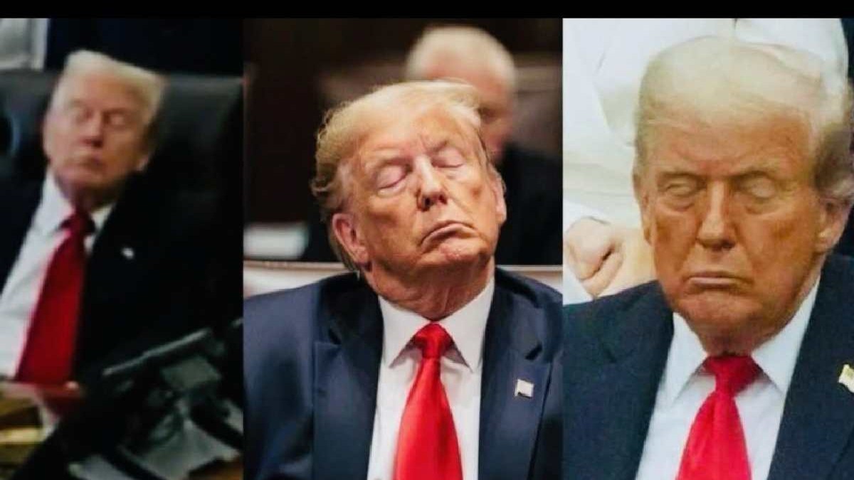 Donald trump surprins în trei imagini având ochii închiși