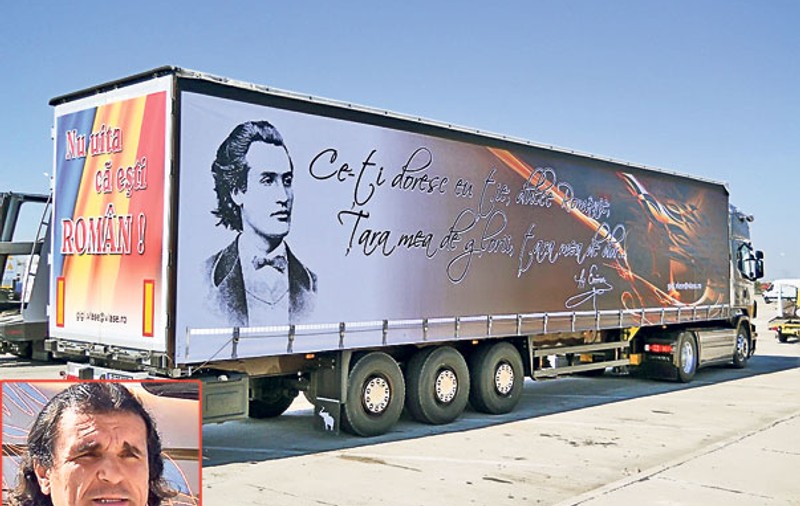 Încă mai există români patrioţi! Poeziile lui Eminescu, pe un camion de 240.000 €