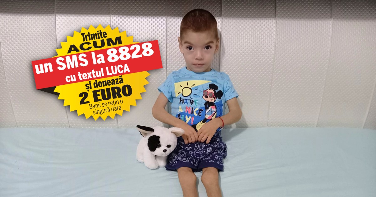 Micuțului Luca i se pot rupe oasele în timpul crizelor spastice. Copilașul de patru ani, ce suferă de tetrapareză și de displazie la șold, are nevoie de 35.000 de euro pentru a fi operat în Germania