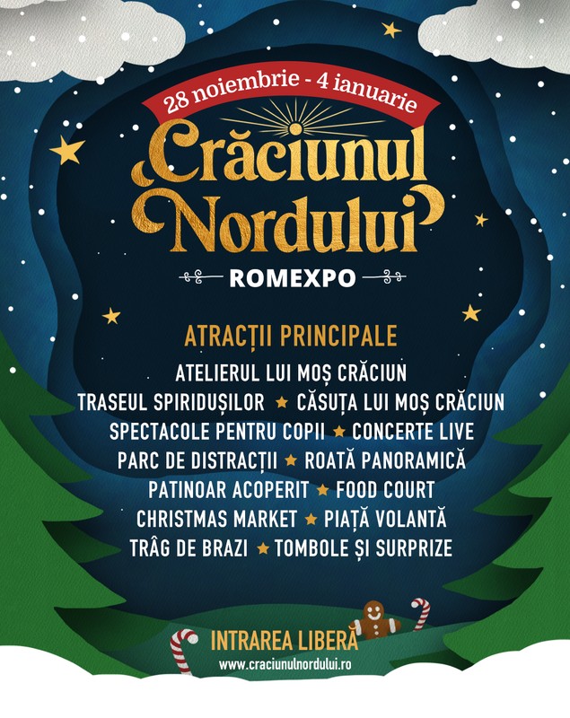 Ce atracții se găsesc la Târgul Crăciunul Nordului 2025 de la Romexpo din București. Tărâmul de poveste se deschide pe 28 noiembrie