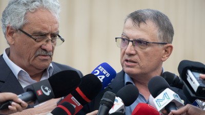 Bucharest,,Romania.,31st,May,,2023:,Trade,Union,Leaders,Simion,Hancescu