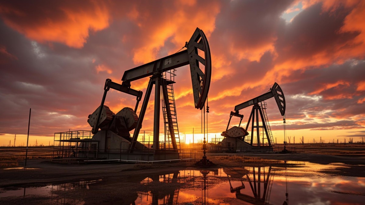 sonda de extragere a petrolului la apus de soare