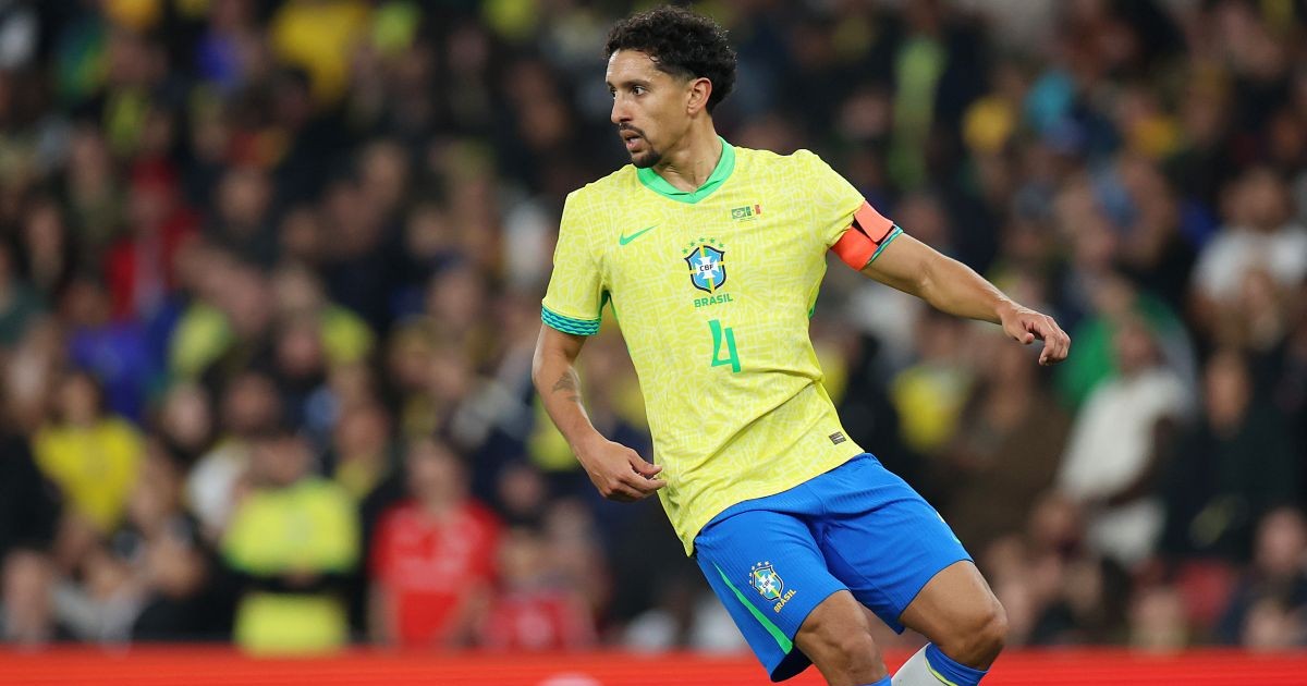 LONDON, ENGLAND - NOVEMBER 15: Marquinhos of Brazil during the International Friendly match between Brazil and Senegal at Emirates Stadium on November 15, 2025 in London, England. (Photo by Harry Murphy/Getty Images)