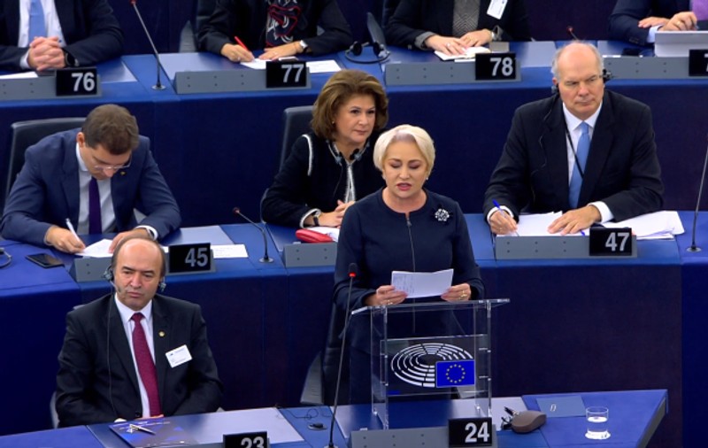 Viorica Dăncilă, intervenţie în plenul Parlamentului European: "Nu am venit să dau socoteală! România nu se va abate de la drumul pro-european!"