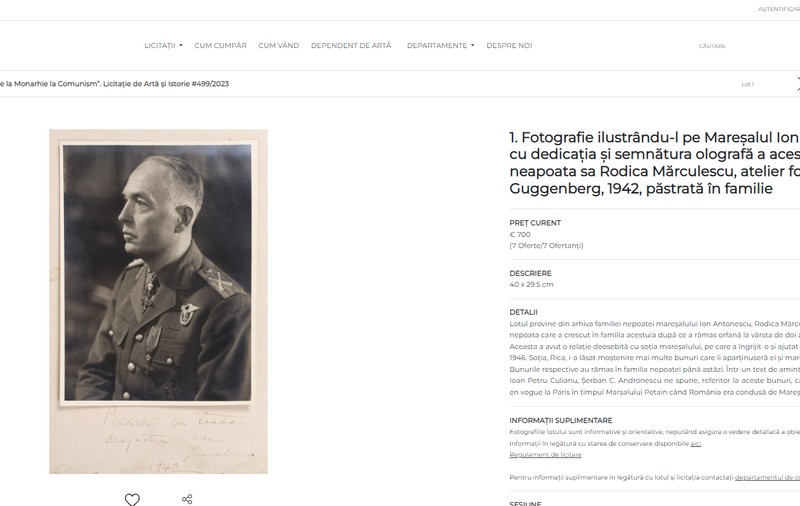 Procuratura Generală, sesizată cu privire la licitația Artmark cu artefacte fasciste