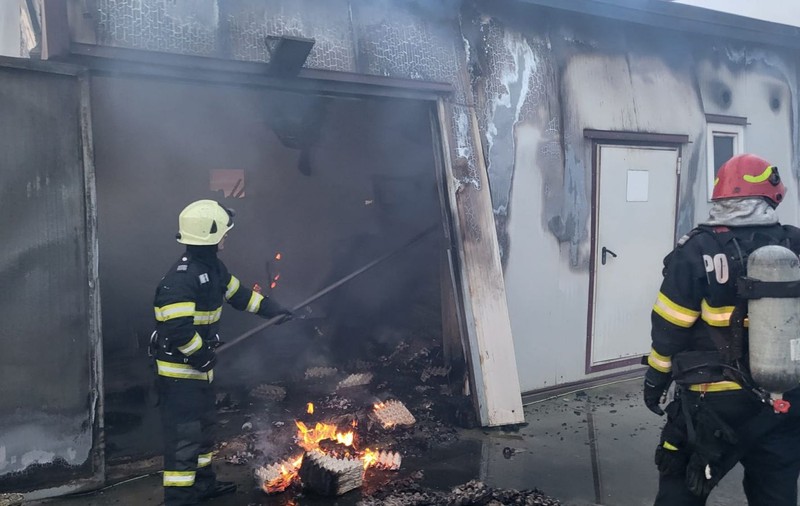 Incendiu de proporții la o fermă de găini din Unimăt, județul Satu Mare. Mii de păsări au ars de vii