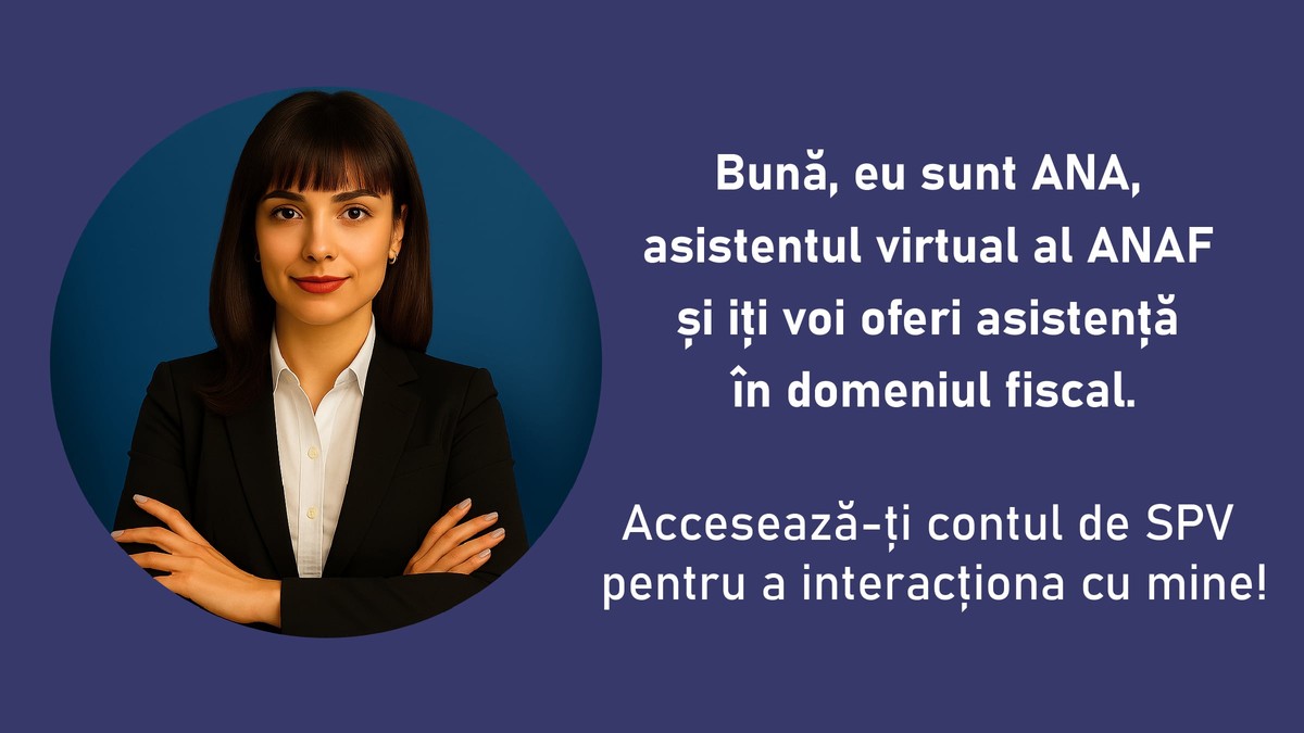 O tanara imbracata in costum negru este ANA, chatbot-ul ANAF