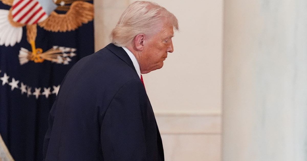 Donald Trump, într-un costum de culoare închis, fotografia din profil