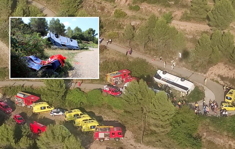 Autocar plin cu nuntași răsturnat lângă Barcelona. 47 de oameni se duceau la petrecere, au fost chemate patru elicoptere de salvare