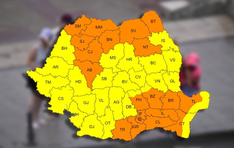 Toată țara, sub alertă meteo. Avertizări cod portocaliu și cod galben, rafale de vânt de peste 120 km/h