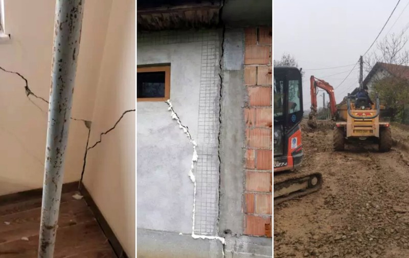 Alunecare de teren și case avariate de lucrările pentru apă și canalizare, în localitatea Turț din județul Satu Mare