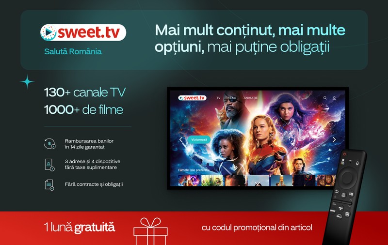 Ești gata să te uiți la televizor cu SWEET.TV? Ai 30 de zile acces gratuit la platforma de ultimă generație