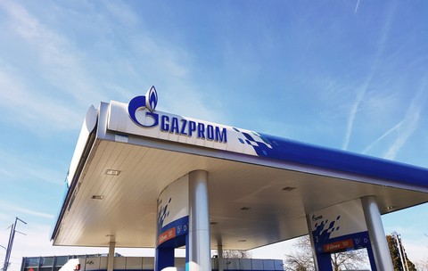 Sibiu,,Romania,-,March,,19,2023:,Gazprom,Gas,Station,In