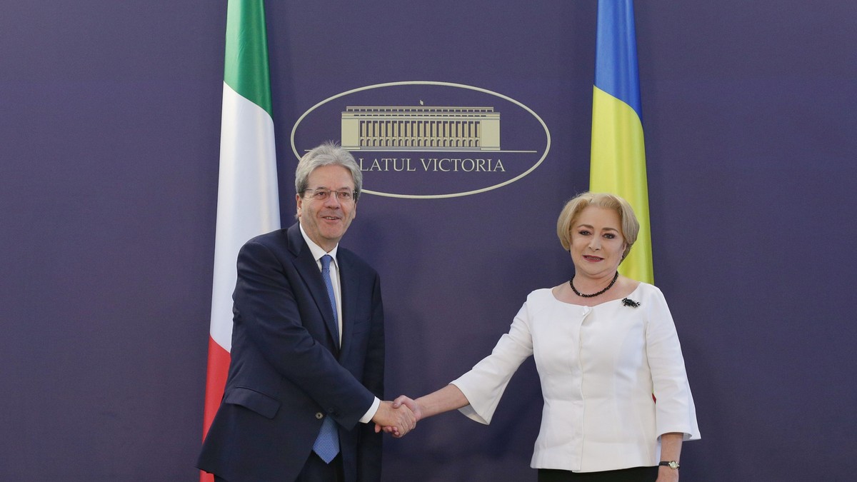 Viorica Dăncilă l-a primit pe premierul Italiei, Paolo Gentiloni, la Palatul Victoria
