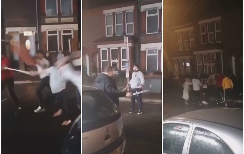 Români cu săbii și bâte, război pe stradă la Luton, în Anglia: "Așa mă iubești tu pe mine?!" / VIDEO