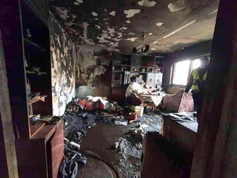 Apartamentul în care a intrat tânărul militar. Foto: ISU Dâmbvița