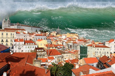 Un tsunami uriaș lovește un oraș și distruge tot în calea lui Foto:Shutterstock.com