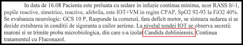 Fragment din buletinul de externare al decedatei Anei Nagy