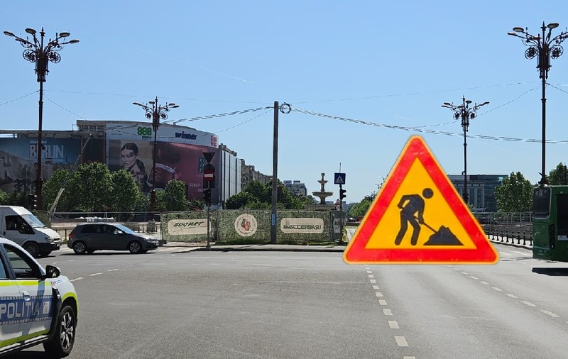 Restricții de circulație în Piața Unirii din București începând cu 27 mai, pentru lucrări la planșeul de acoperire a râului Dâmbovița
