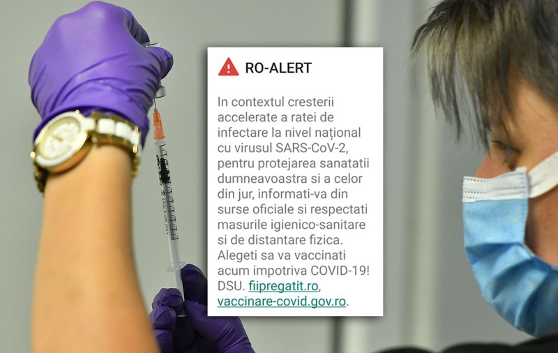 Mesaj RO-Alert cu îndemn la imunizare, trimis de autorități: „Alegeți să vă vaccinați acum”