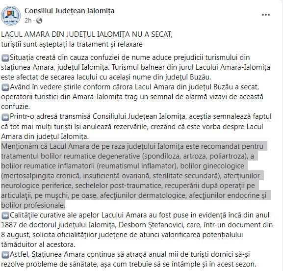 Postarea Consiliului Județean Ialomița