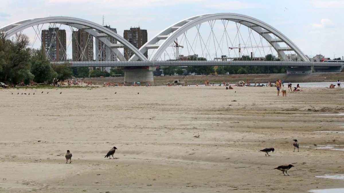 Nivel scăzut al Dunării lângă Novi Sad