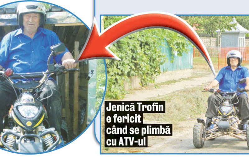 La 87 de ani, rupe uliţele cu ATV-ul