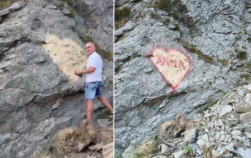 Bărbatul îndrăgostit de „Anna”, care a desenat pe Transfăgărășan, este din București și riscă o amendă de 6.000 de lei I VIDEO