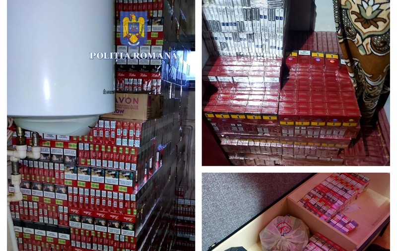 35.000 de pachete de ţigări de contrabandă, confiscate în urma unor ample percheziţii în Botoșani. Polițiștii au reținut două persoane