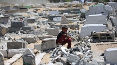 Israeli attack severely damages Al-Ansar Mosque and Cemetery in Central Gaza