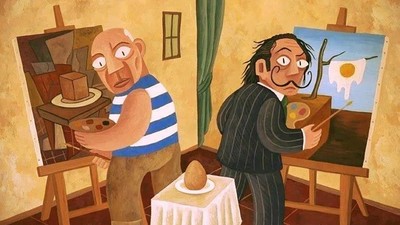 picasso-_-and-_-dali-painting-egg-points-of-view-_-humor-_-artodyssey