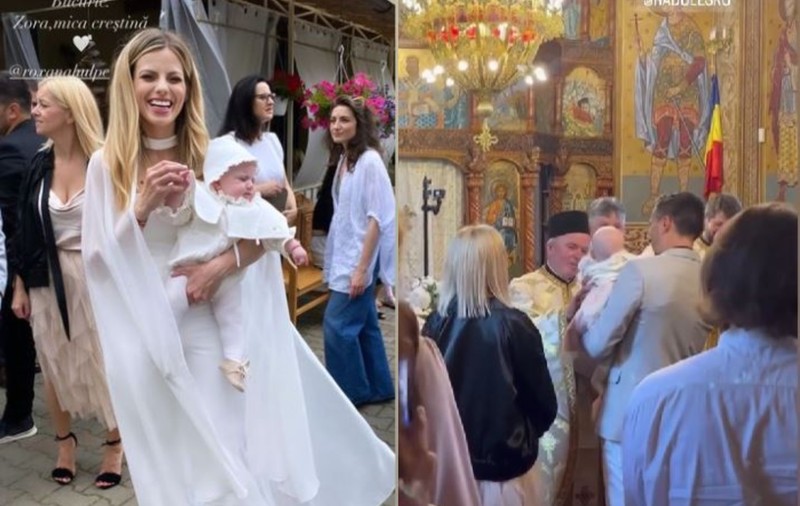 Roxana Hulpe și-a botezat fetița. Tatăl prezentatoarei a creștinat-o pe Zora