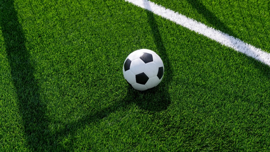 O minge de fotbal pe teren