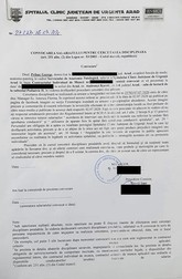 Documentul prin care medicul e anunțat că este cercetat disciplinar