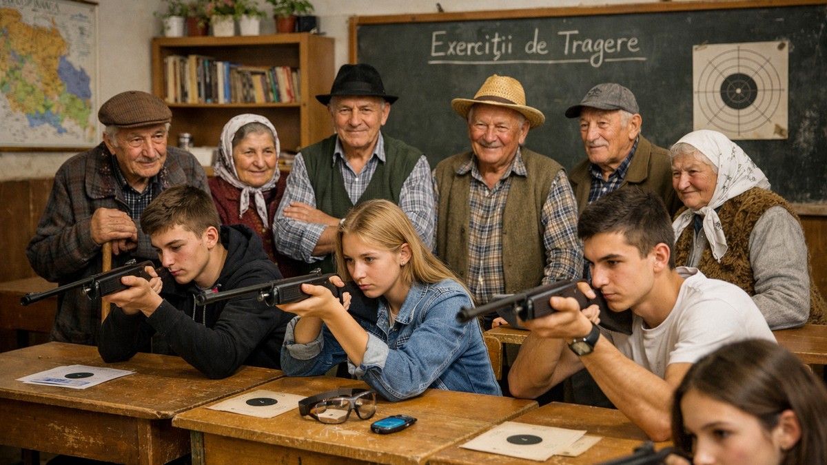 Elevi care fac exercitii de tragere cu arma sursa chatgpt