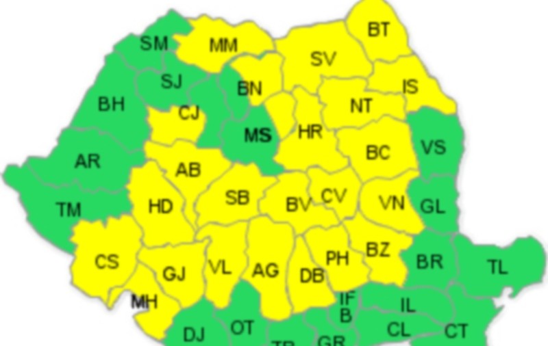 COD GALBEN! PLOI, LAPOVIŢĂ ŞI NINSOARE, în aproape toată ţara | VEZI HARTA
