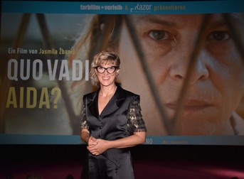 Jasmila Zbanic la premiera filmului „Quo Vadis, Aida?”, Berlin (foto Profimedia)
