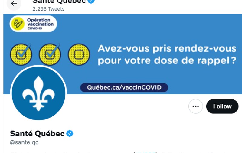 În loc de datele privind Covid, Departamentul de Sănătate din Quebec a postat pe Twitter un link către un site pentru adulți