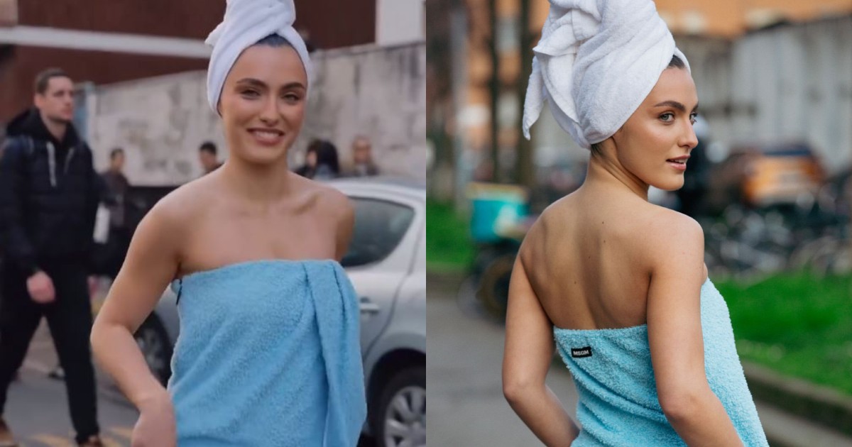 Alexia Eram, în prosop la Milano Fashion Week