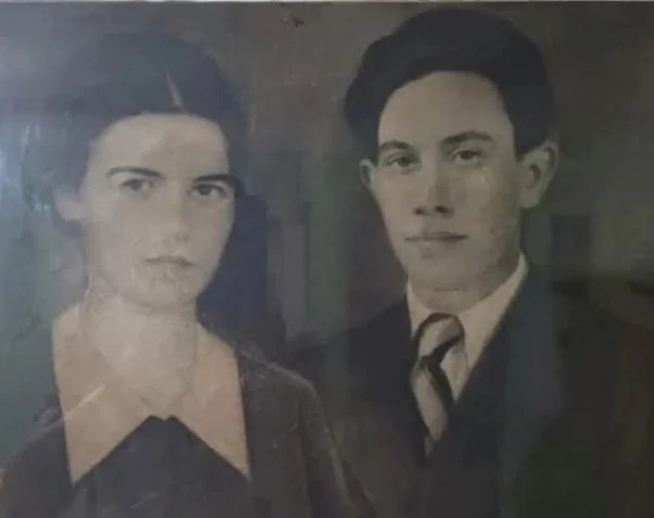 Paladia Noja (18 ani) și soțul ei Simion Noja (26 de ani) în aprilie 1935. Foto: GRG