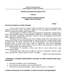 Subiecte BAC 2019 - Limba maternă - Maghiară - Proba orală