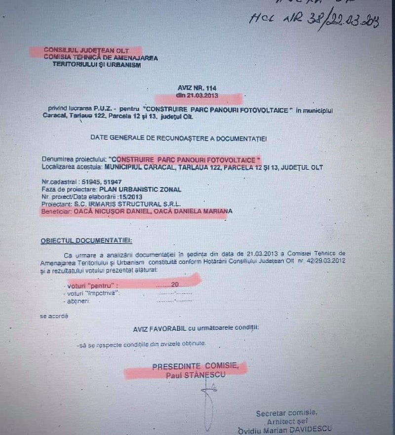 Documentul publicat de Sorina Matei, pe care apare semnătura lui Paul Stănescu
