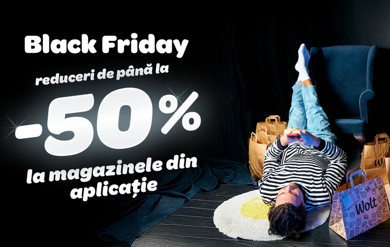 Doar weekendul acesta: reduceri uriașe de Black Friday pe Wolt, cu taxă 0 de livrare 
