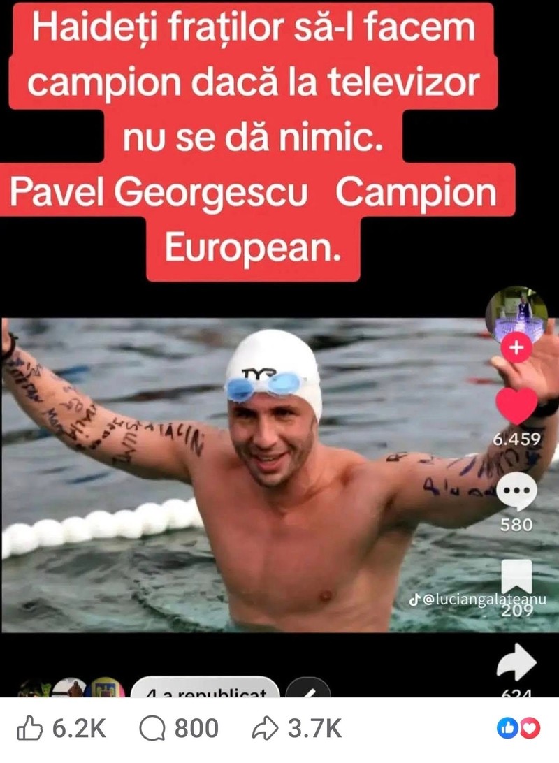 Campionul Paul Georgescu, confundat pe TikTok cu Pavel Georgescu, fiul lui Călin Georgescu. Sursă foto: Facebook / Paul Georgescu